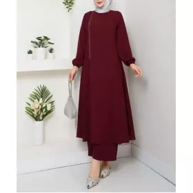 ensemble femme voilée chic rouge bordeaux