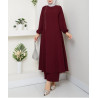 ensemble femme voilée chic rouge bordeaux