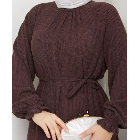 robe hiver femme voilée marron